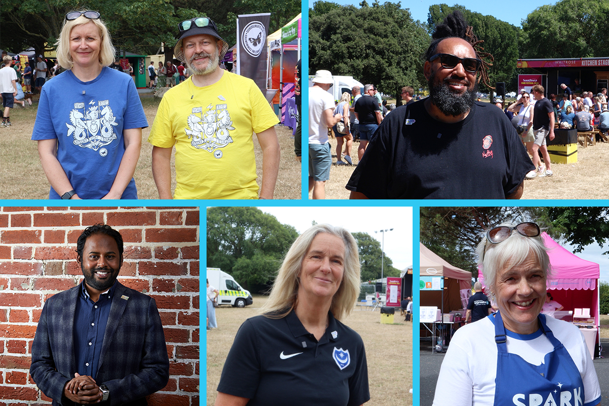 PompeyPeople_montage A montage of portraits of 6 people smiling